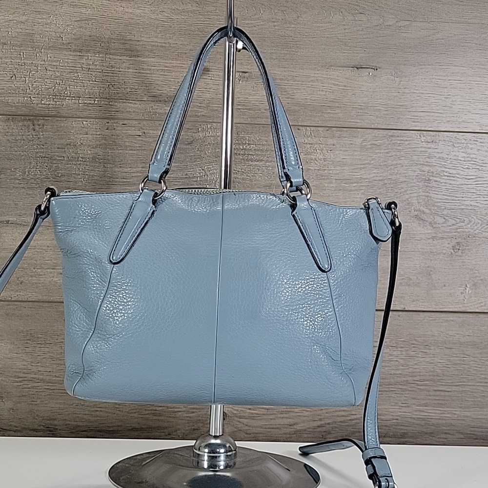 Coach Mini Kelsey Light Blue Leather Tote Crossbody Bag F57563 - Picture 5 of 15